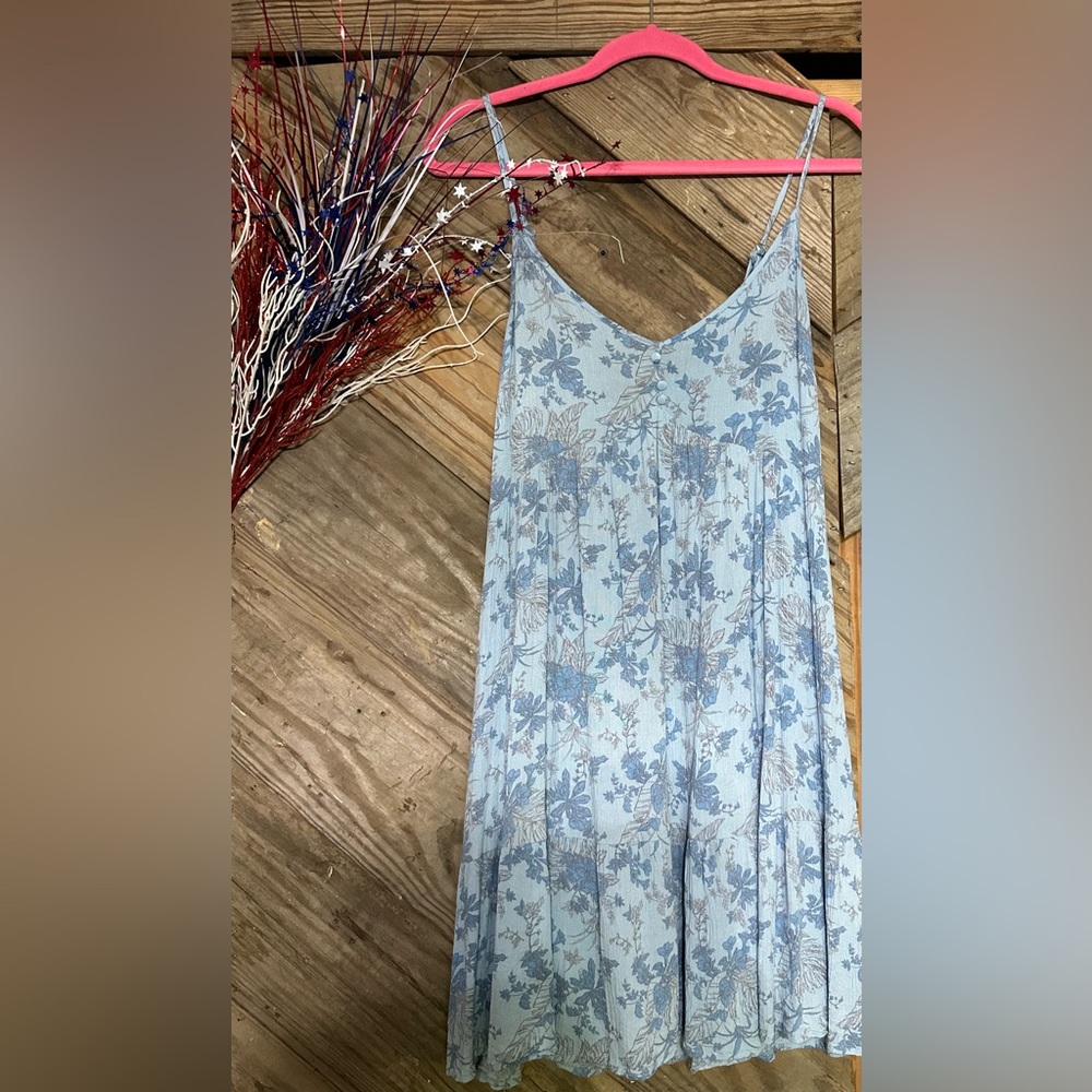 Cottony Baby Blue Floral Midi Sundress !